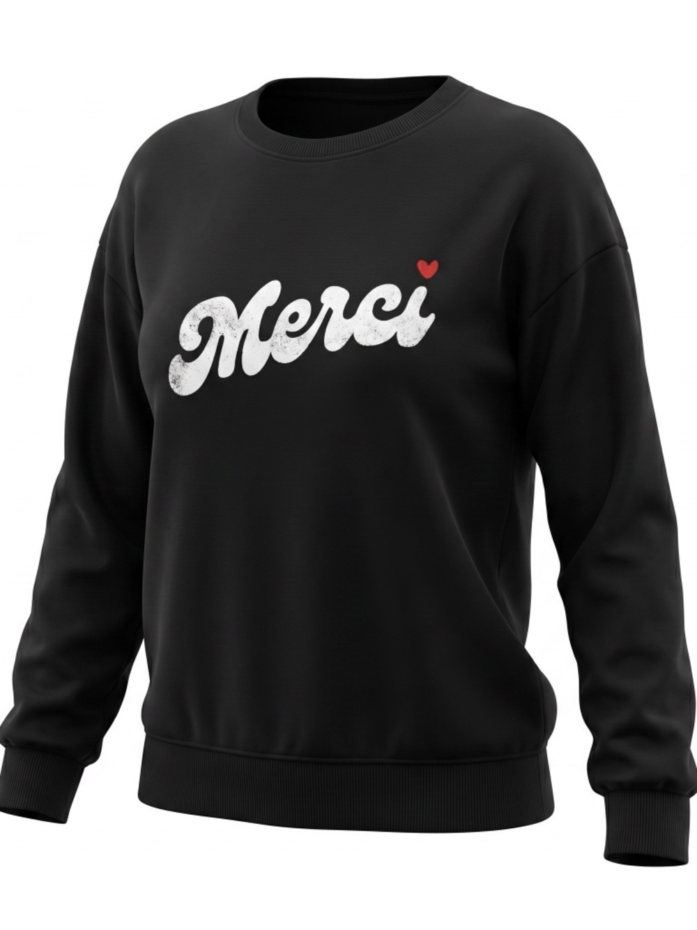 Chaser oversized graphic black light cotton sweatshirt- Merci ❤️ graphic . Nwt - Picture 2 of 6